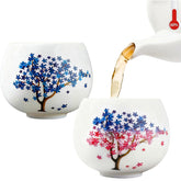 HOHCNA heat-changing cherry blossoms tea cup reveals pink blooms when hot