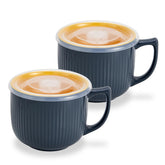 Hoilse ceramic soup bowl with handle offers 32oz capacity for family-size servings.