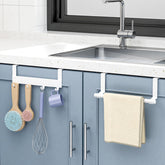 HOISIMDY over cabinet door towel holder showing convenient towel storage above the sink
