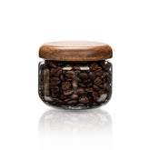 HolaJia glass storage jar 300ml with walnut lid, perfect for keeping snacks fresh and neatly organized.