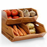 HOLANA Acacia Wood Potato Bin overview for organized pantry storage