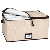 Holdn’ Storage wine glass storage box with dividers front view for organized stemware.