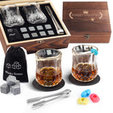 HOLEEKIC whiskey glasses set with two glasses for a refined home bar experience.
