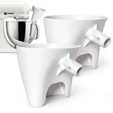 HOLIDAYMAP flour funnel attached to KSM150 tilt-head for mess-free pouring.