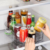 Holinwa 360 rotating lazy susan in fridge for easy access to condiments