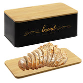 Holismo bread box with bamboo lid on the counter, a compact fresh-storage solution.