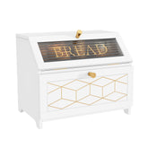 HOLTICO double-layer bread box with golden trim front view for fresh bread storage
