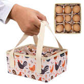 Homakover eggs-collecting-basket-9-pouches keeps eggs separated during harvest on the farm.