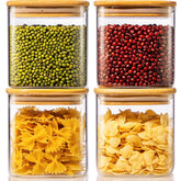 HomArtist 27oz square glass jar set with clear contents for quick refills.