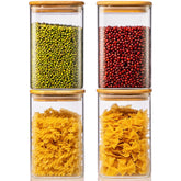 HomArtist 42oz square glass jar with bamboo lid for pantry organization and freshness.