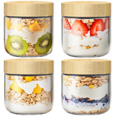 HomArtist 4-pack 10oz jars with bamboo lids for easy meal prep and on-the-go meals