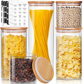 HomArtist glass jar set in 79oz, 53oz, and 27oz sizes for organized pantry storage.