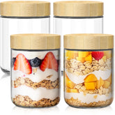 HomArtist 16oz overnight oats jar with bamboo lid, ideal for on-the-go meals.
