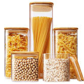 HomArtist square glass jar with bamboo lid in 79oz for organized pantry storage