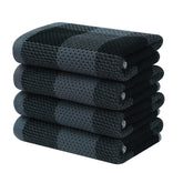 Homaxy 100% cotton waffle towel, black and grey folded for quick absorbency.