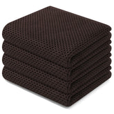 Homaxy dark brown waffle towels folded, soft and durable for everyday kitchen tasks
