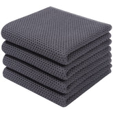 Homaxy dish towels waffle weave dark grey, front view showing soft, durable texture for delicate cookware.