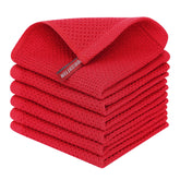 Homaxy red waffle-weave dishcloths set for quick-drying cleanup.
