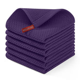 Homaxy eggplant waffle dishcloths front view showing durable 100% cotton weave