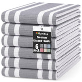 Homaxy Premium Kitchen Towels striped gray design for quick spill cleanup.