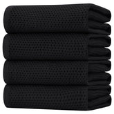 Homaxy waffle dish towels in black with waffle-weave texture for superior absorbency and quick drying