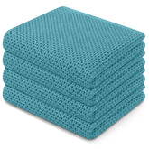 Homaxy waffle dish towels in lake blue, a 4-pack for quick drying and everyday use.