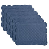 HOMBYS sapphire blue quilted placemats, 13x18, double-layer for surface protection