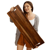Home Beets large acacia serving board – top view shows natural wood grain for elegant serving.