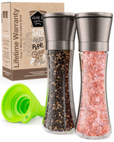 Home EC gun metal bronze salt and pepper mills with adjustable ceramic grinders for fresh flavor.