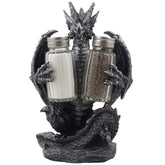 Home 'n Gifts mythical dragon holds glass salt and pepper shakers, ideal gothic table decor.