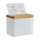 HOME PALETTE recipe box with white diagonal lid to organize favorite recipes neatly.
