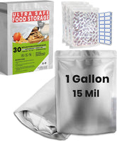Home Sensei 1gal Mylar bags with 400cc absorbers for longer food freshness.