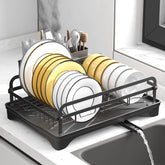 HOMEAILIE dish drying rack on counter showing space-saving design for organized drying