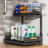 HOMEAILIE under-sink organizer with pull-out double layer for easy access.