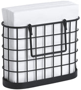 HOMECLASS6 black napkin holder front view, upright design for easy table access.