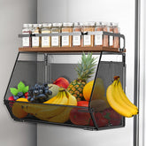 Homecor magnetic shelf on fridge door holds fresh fruit for easy access.
