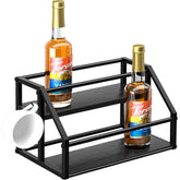 Homedawn coffee syrup rack 2-tier wood frame keeps eight bottles within easy reach