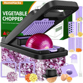 HomeHacks vegetable chopper blades and lid with ergonomic handle for easy prep