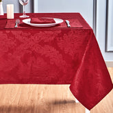 HomeJoy rectangle tablecloth in red showing waterproof protection for spills