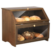 HOMEKOKO bread box with double-layer open view showing fresh bread storage convenience