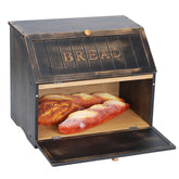HOMEKOKO bread box front view on a counter keeps bread within easy reach.