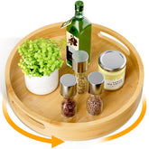 Homerays Lazy Susan 12-inch bamboo turntable with wood finish for easy access