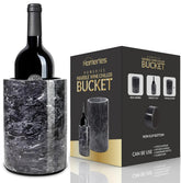 Homeries marble wine chiller bucket gray, top view, elegant bottle cooling.