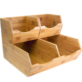 HOMESTEAD Bamboo Pantry Bins, side view for easy potato and onion organization