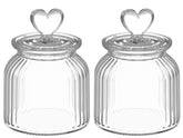 HomeyHoney 22 oz clear glass canister with heart lid for pantry organization