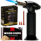 Homia Cocktail Smoker Kit torch in action showing precise flame control