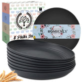 Homienly deep dinner plate 9-inch black, unbreakable for camping and family meals