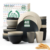 Homienly 10-inch plates in grey stone finish; durable and kid-friendly daily dining