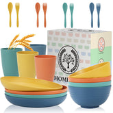 Homienly wheat straw plates and bowls set for durable everyday dining.