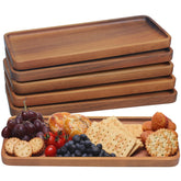 HOMKULA six-pack acacia wood serving platters showcase natural grain for elegant entertaining.